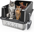 XXL Stainless Steel Litter Box with High Sides - Extra Large Cat Pan