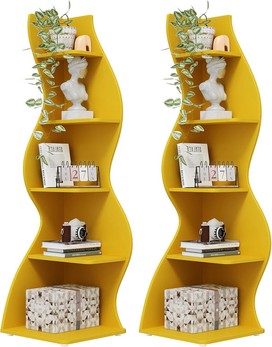 Tribesigns Corner Shelf - Modern 5-Tier Wall Bookshelf for Home