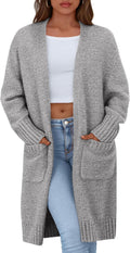 Fall Long Sleeve Cardigan Sweaters for Women - Trendy Knee-Length Knit
