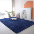Shag Area Rug 6x9 ft Navy Blue - Ultra Soft Fluffy Plush for Bedroom