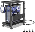 Height Adjustable PC Tower Stand with Charge Station - Mobile CPU Cart