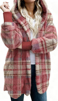 Women Hooded Fleece Cardigan Jacket - Oversized Fuzzy Coat