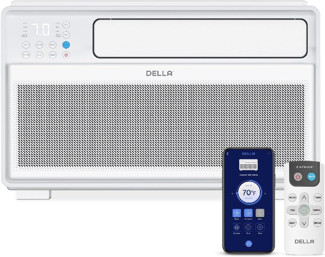 DELLA 8000 BTU Smart Wi-Fi AC - Ultra Quiet Cooling