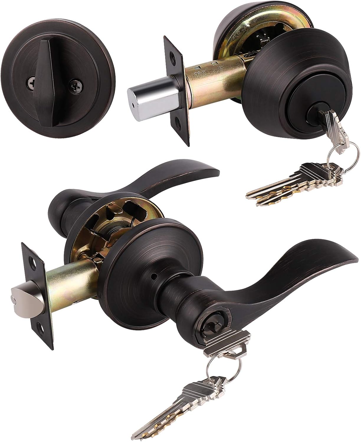 Gobrico Front Door Lever Lockset with Deadbolt for Security
