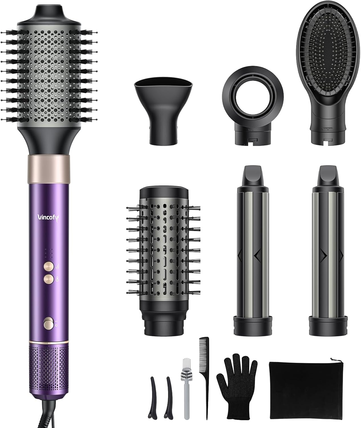 Fast Dry & Style: 7-in-1 Hair Brush & Dryer - Purple