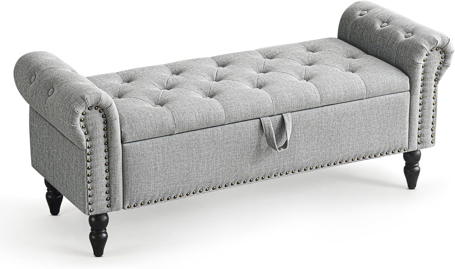 Modern Button-Tufted Storage Bench for Bedroom and Entryway
