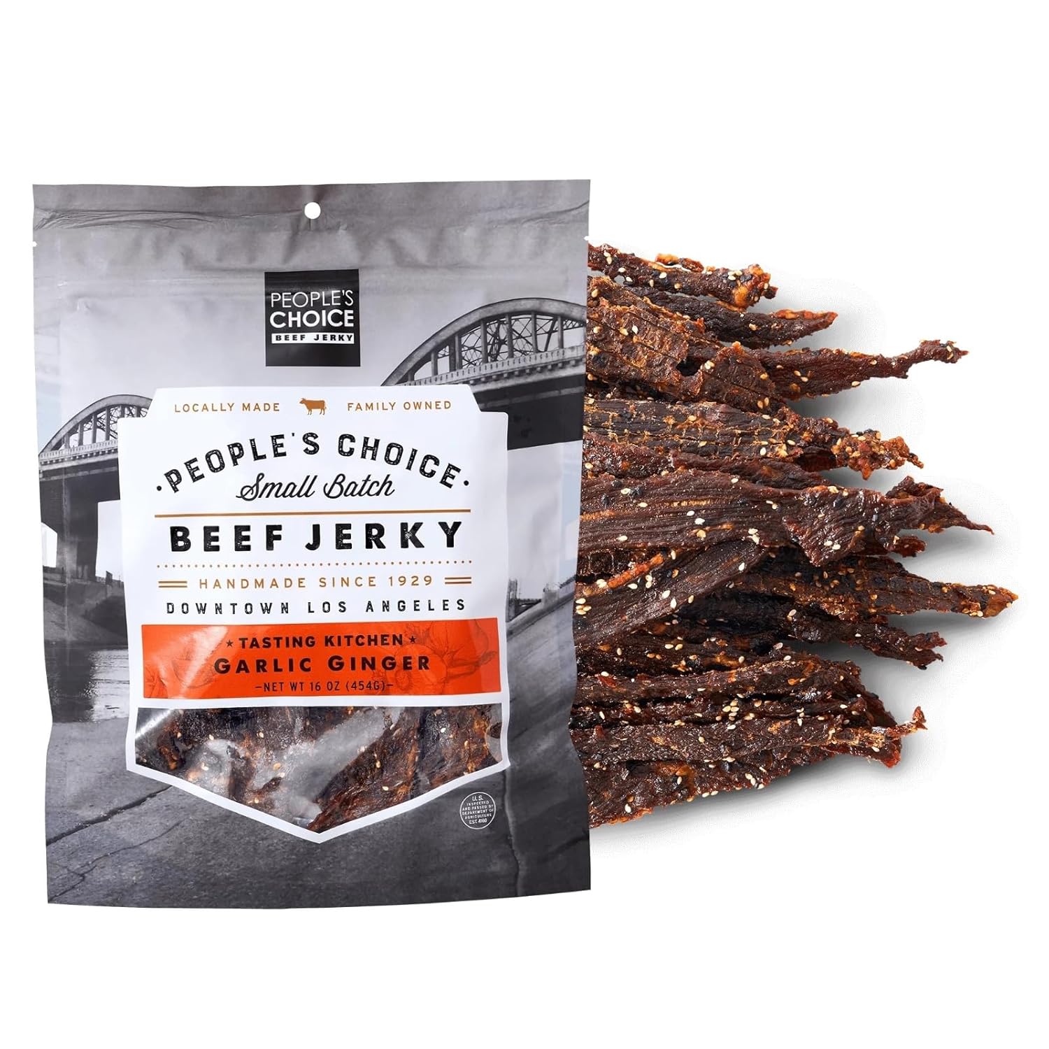 Peoples Choice Beef Jerky Garlic Ginger Flavor 1 Pound Bag