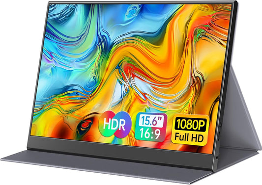 Portable 15.6 External Monitor - Ultra-Thin Zero Frame - For Laptop, PC, Mac - HDMI/USB-C - Gaming