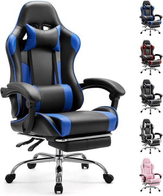 Sweetcrispy Ergonomic Video Game Desk Chair with Footrest