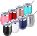 Volhoply 12oz Stainless Steel Wine Tumblers - 8 Pack Insulated
