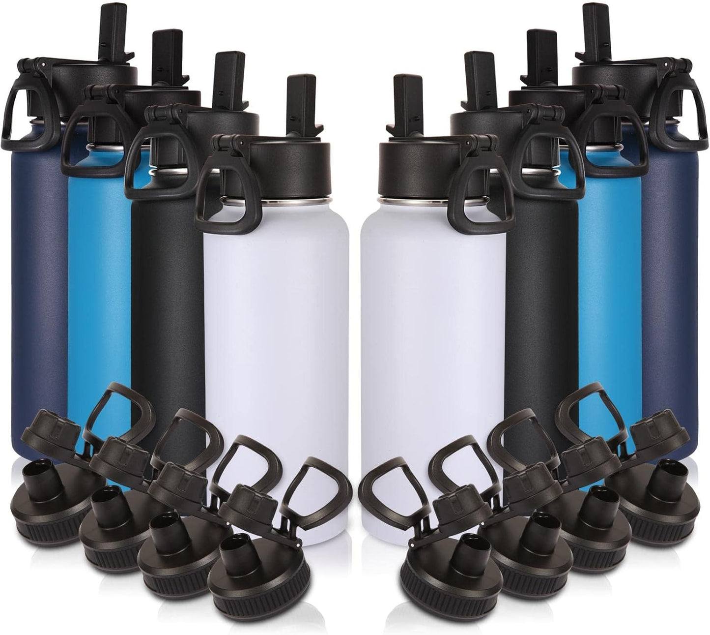 Volhoply 32 oz Insulated Water Bottles Bulk 8 Pack with Lids