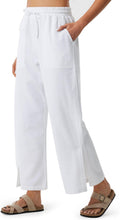 Women Linen Wide Leg Pants High Waist Drawstring - Flowy Comfort