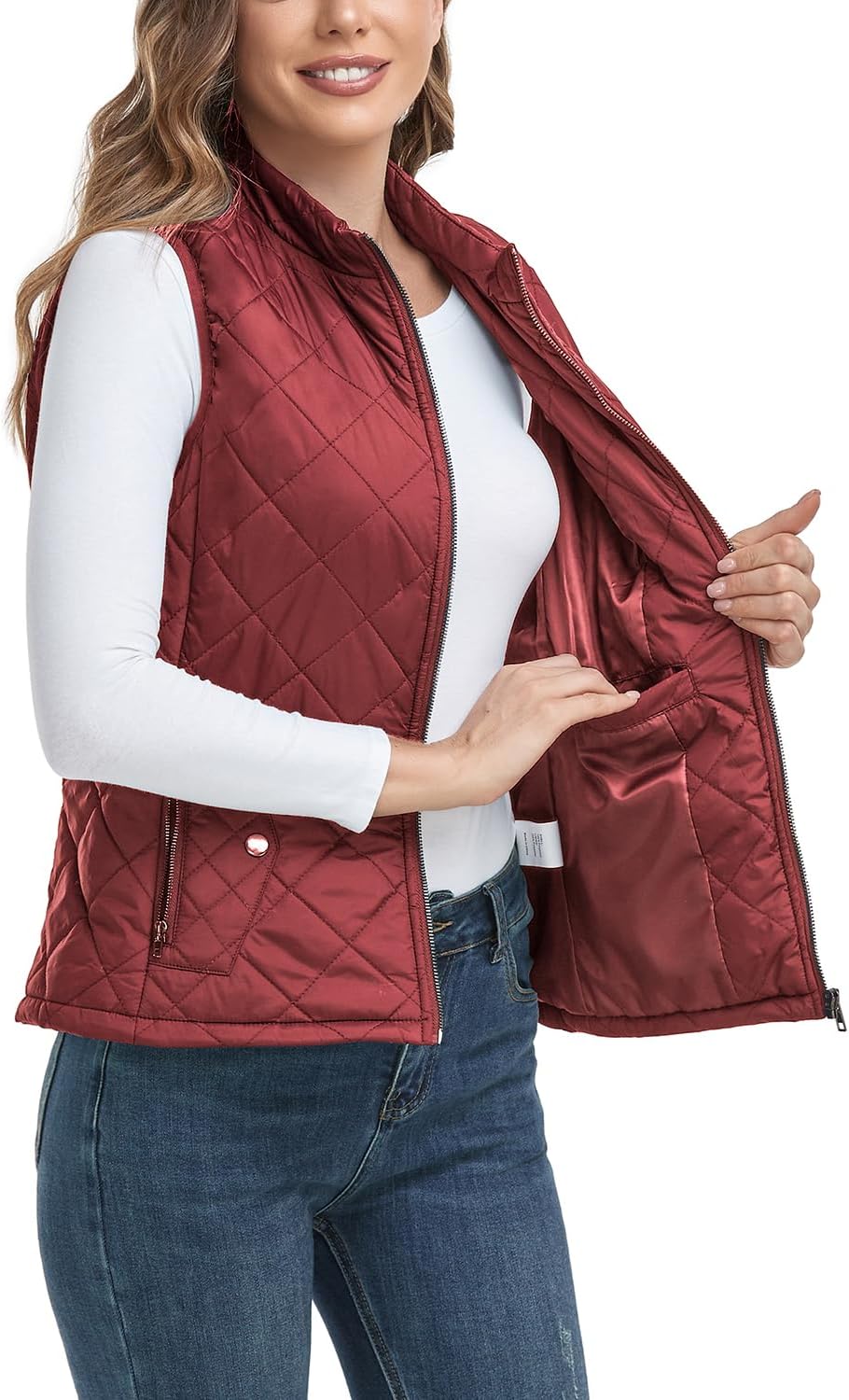 LONGKING Women's Outwear Vest - Lightweight Zip Quilted Design