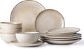 Ceramic Dinnerware Set for 4 - 12 Piece Handpainted Stoneware Set