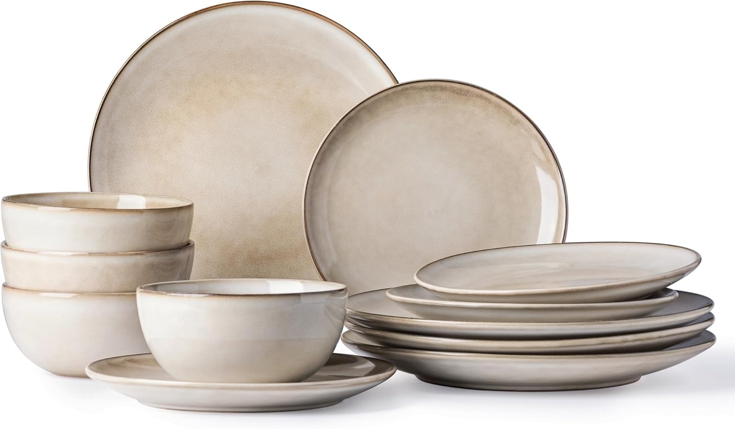 AmorArc Ceramic Dinnerware Set for 4, 12 Pieces Handpainted