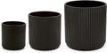 Assorted Sizes Fluted Ceramic Round Planters, Set of 3 - Sleek Black