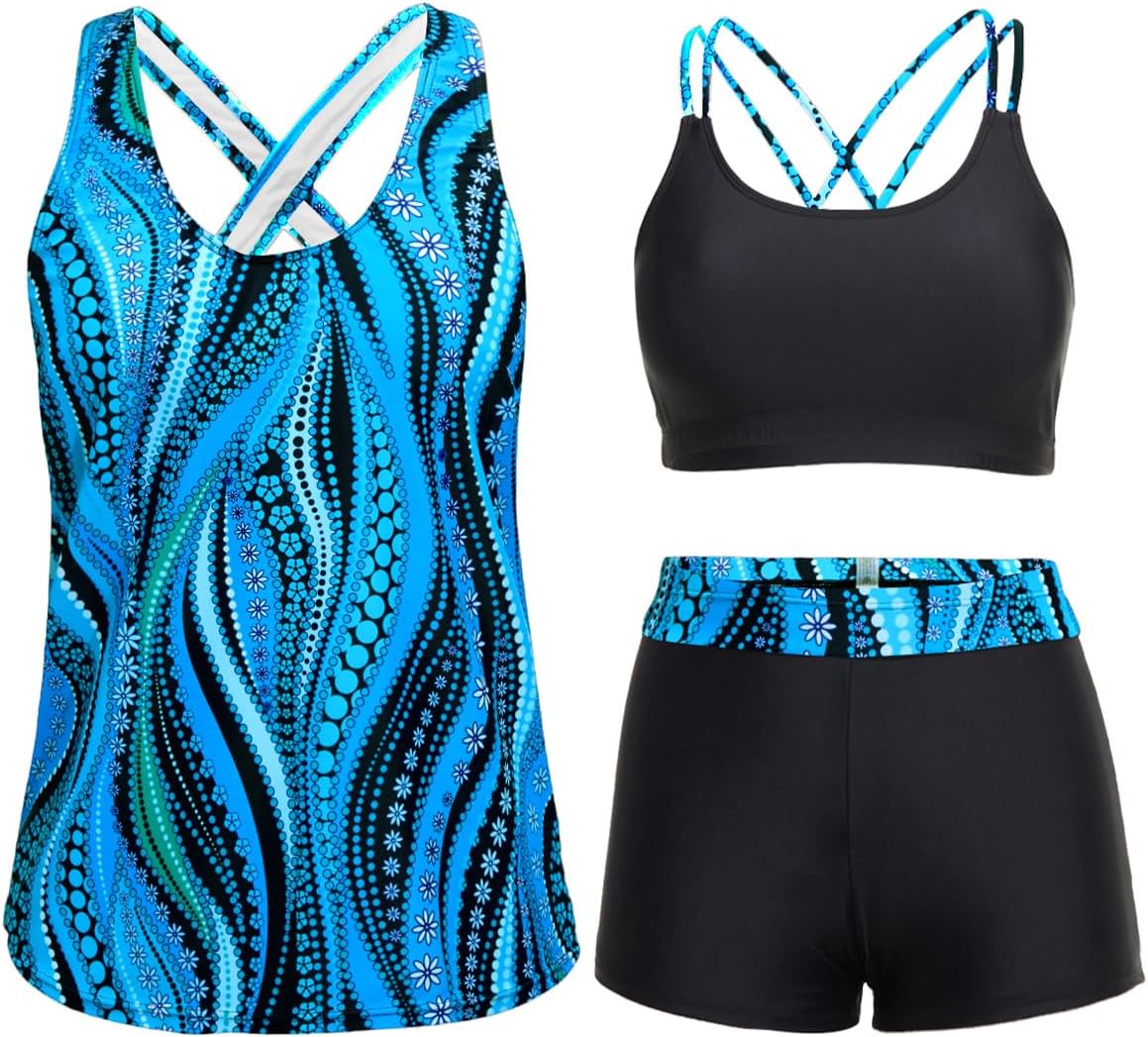Holipick 3 Piece Tankini Swimsuits for Women with Tummy Control