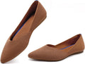 Womens Pointed Toe Knitted Flats - Soft Breathable Dress Shoes