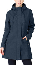 Women's Softshell Long Jacket with Hood - Warm Waterproof Fit 33,000ft