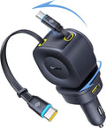 163W Retractable Car Charger USB C Fast Charging - Compact 4-in-1
