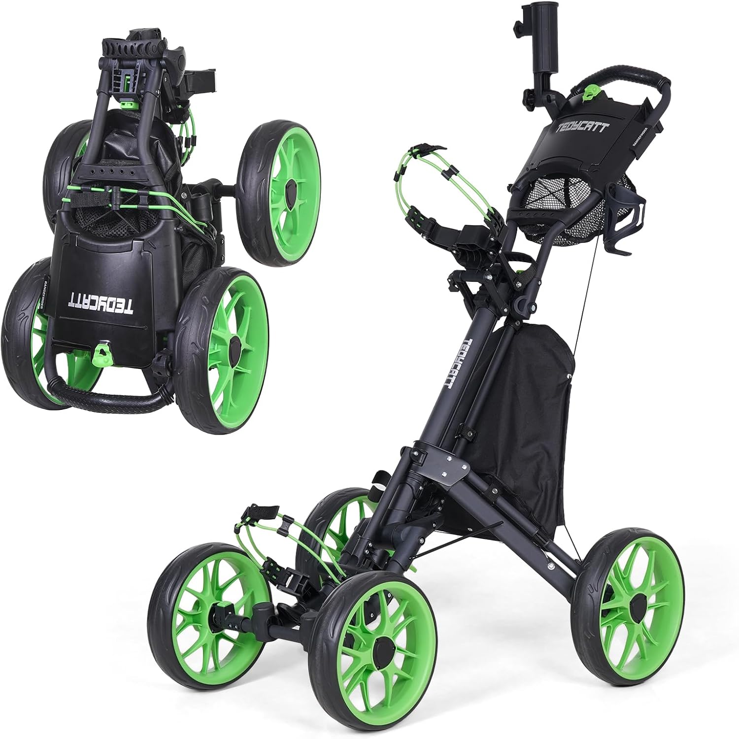 4 Wheel Golf Push Cart: Lightweight Folding Golf Trolley