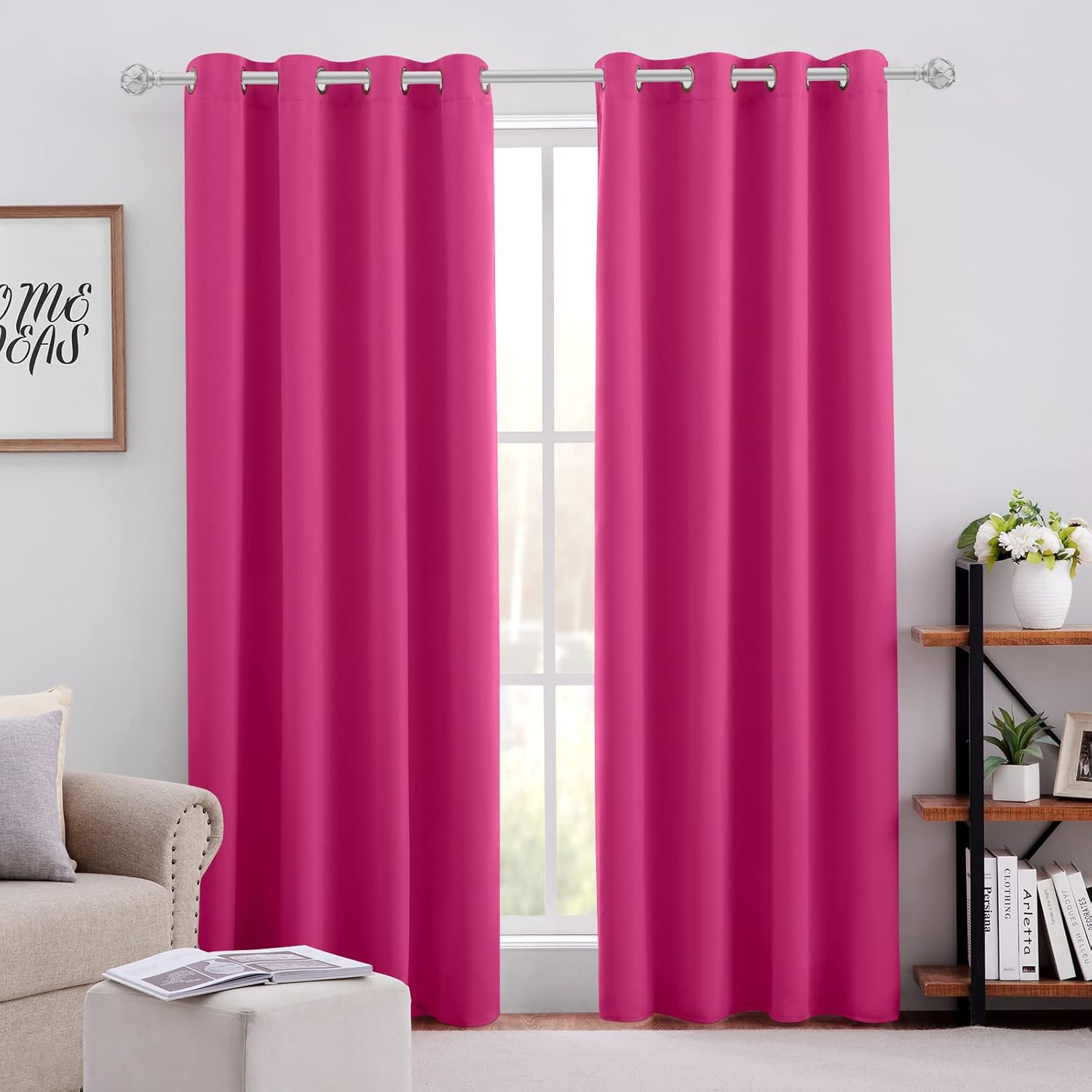 HOMEIDEAS Raspberry Blackout Curtains for Bedroom 52 X 96 in