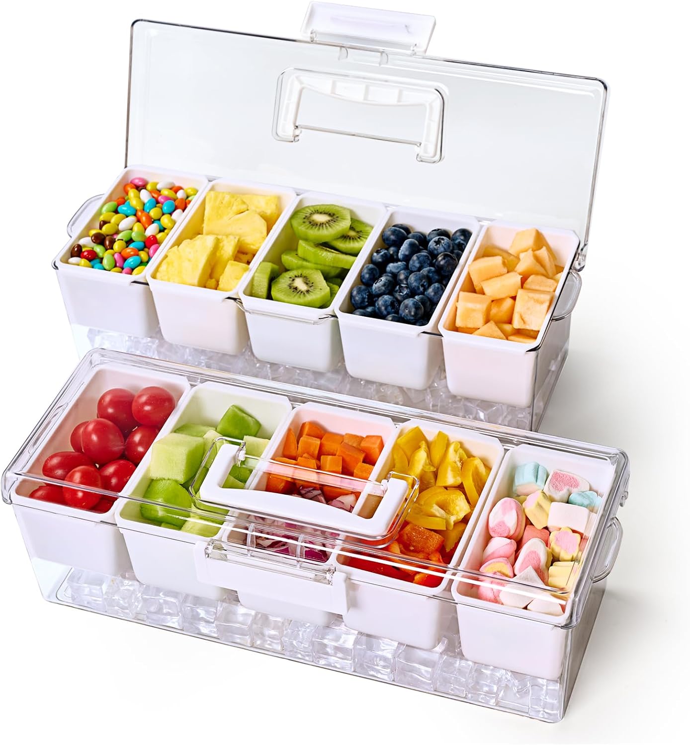 Chilled Condiment Tray Server with Removable Compartments for Parties