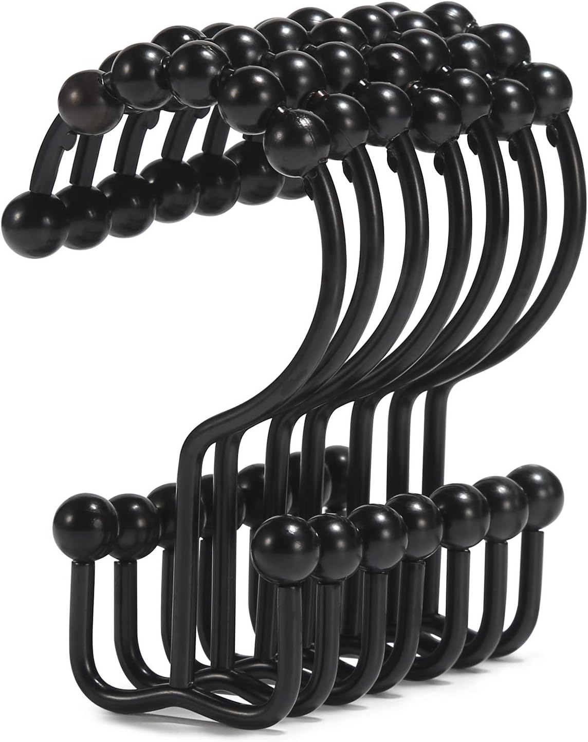 Rust-Proof Double Shower Hooks - Black