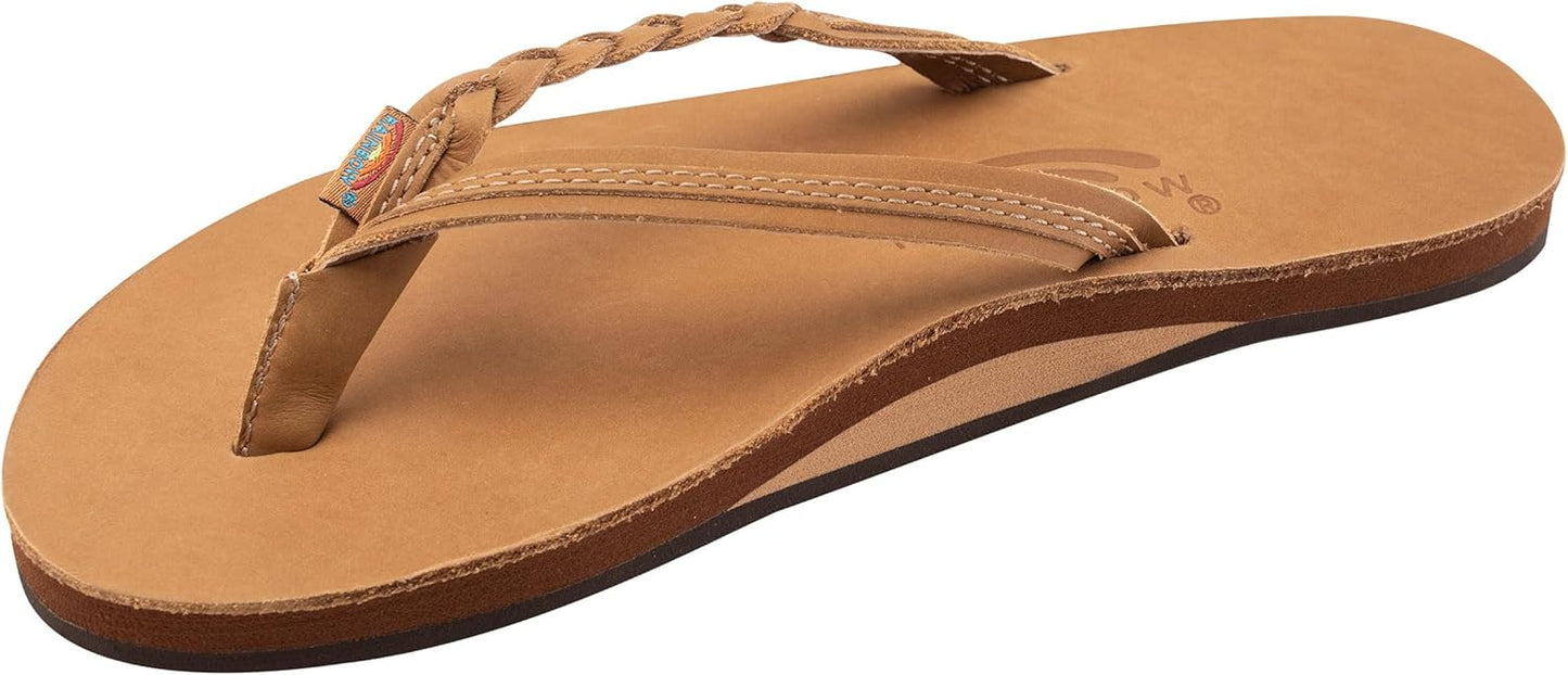 Rainbow Sandals Womens Flirty Braidy Premier Leather Flip Flops