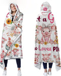 Hooded Pig Wearable Blanket for Women Girls - Cozy Fleece Throw