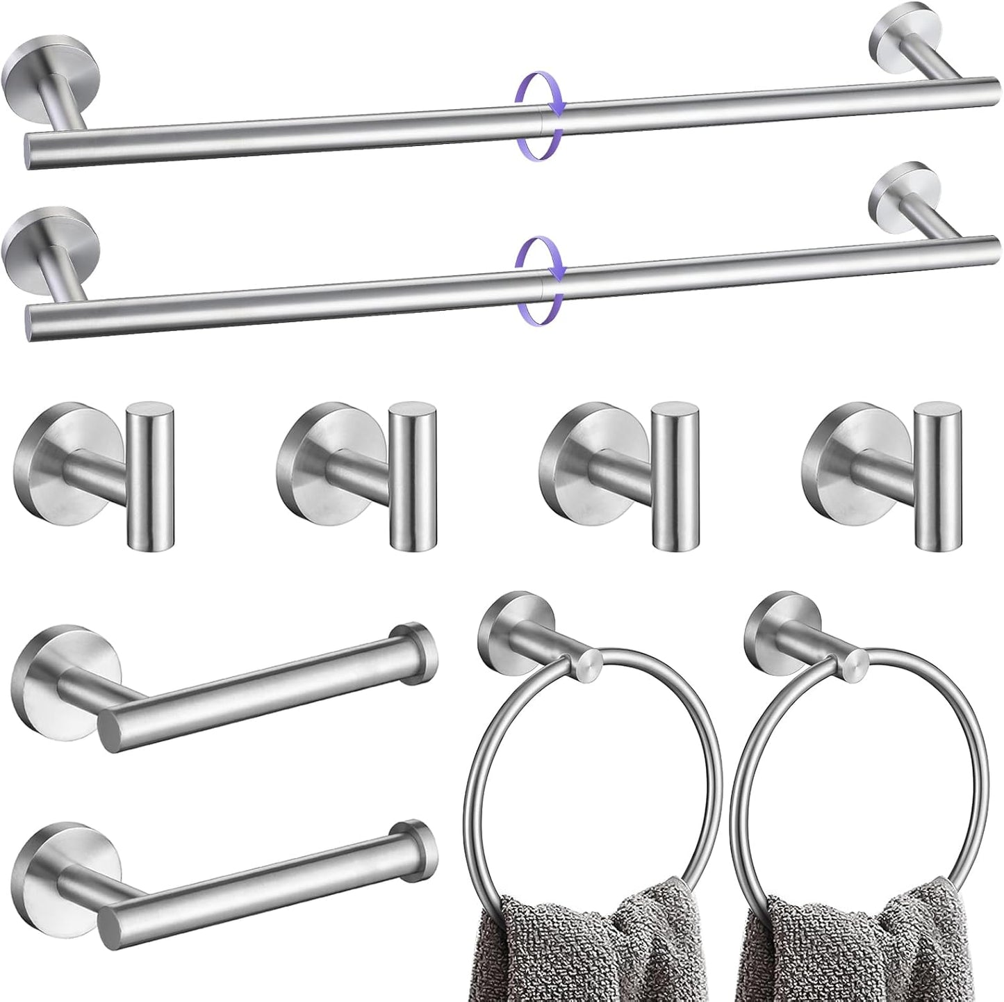 Brushed Nickel Bathroom Hardware Accessories Set for Modern Spaces