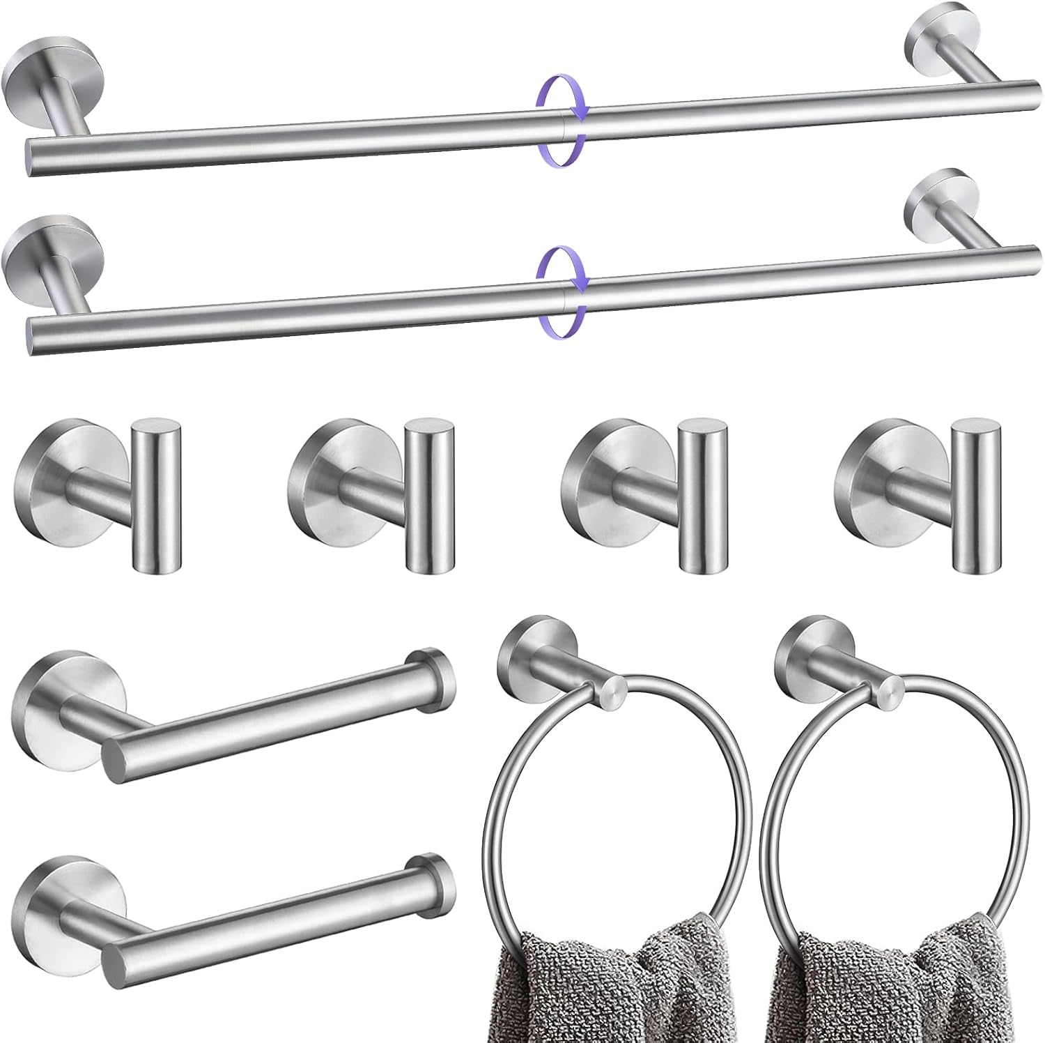 Brushed Nickel Bathroom Hardware Accessories Set for Modern Spaces
