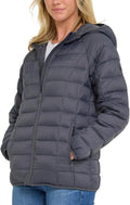 Womens Packable Puffer Jacket with Hood - Lightweight Quilted Warmth