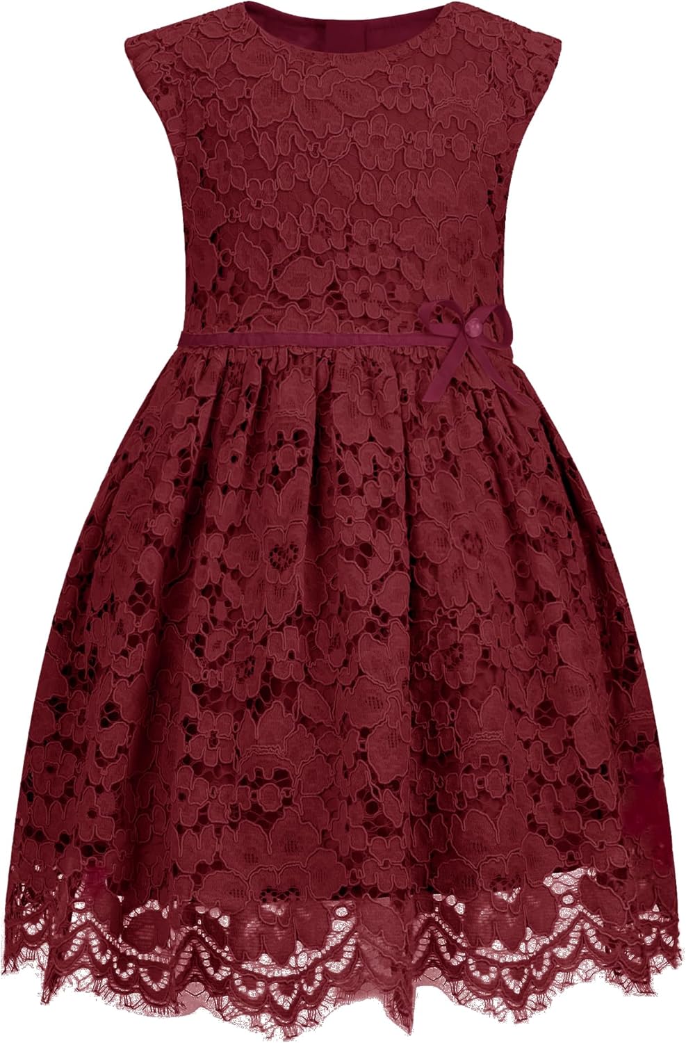 ALLOVIN Girls Sleeveless A-Line Lace Party Dress for All Occasions
