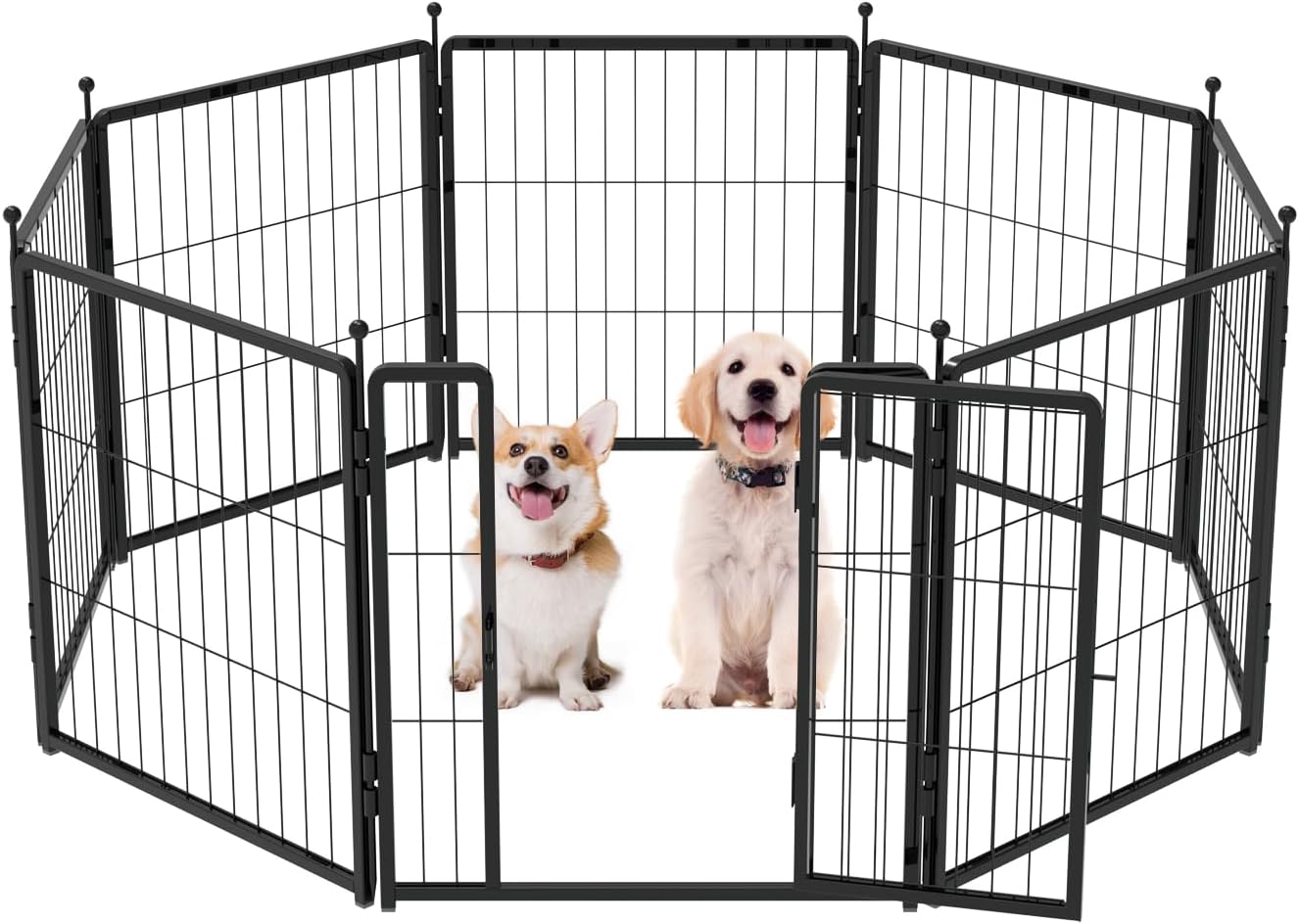 Dog Playpen 24 inch Heavy-Duty Metal Pet Fence for Safety