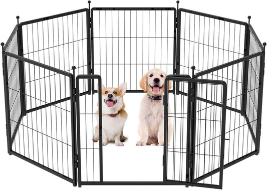 Dog Playpen 24 inch Heavy-Duty Metal Pet Fence for Safety