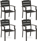 Outdoor Dining Chairs Set of 4 Black - All-Weather Stackable Patio