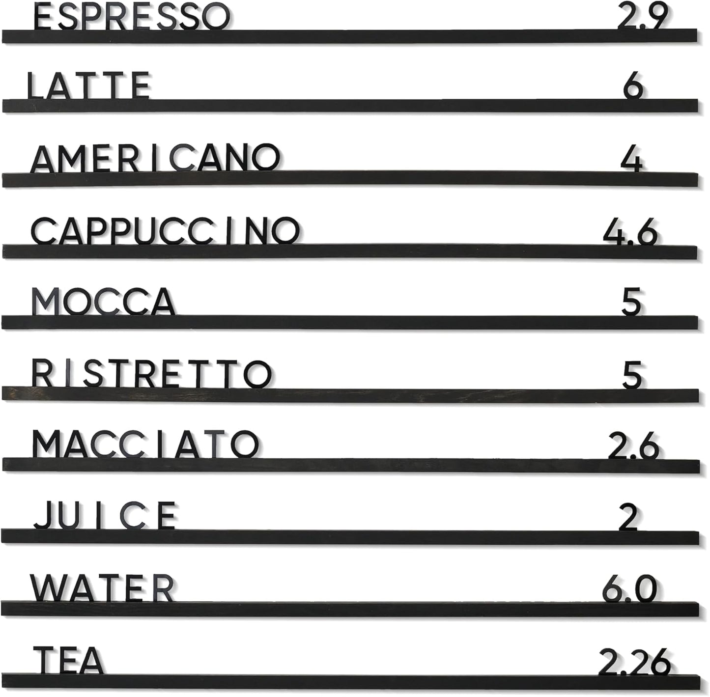 Inko Horeca Black Wall Menu Board Set of 10 Regular Rails