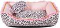 Gigreinc Dog Bed for Small Dogs - Cute Pink Leopard Plush Nest