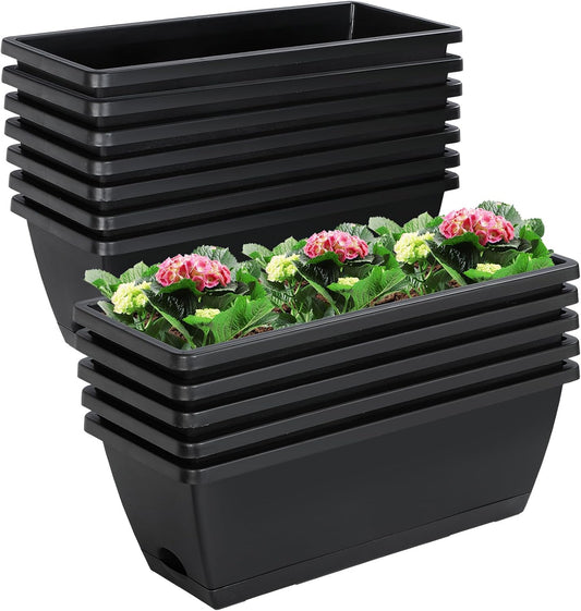 12Pcs 17Inch Rectangle Planter Box Set for Indoor Outdoor Plants