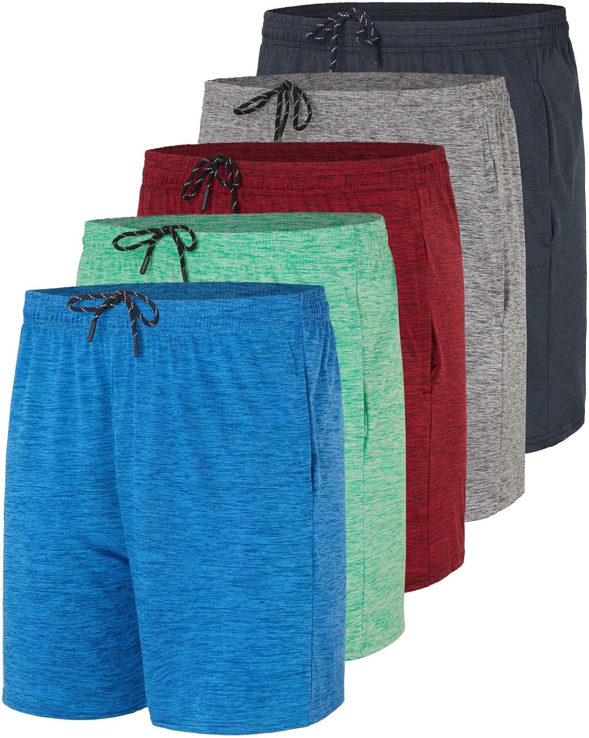 Men's 5 Inch Dry-Fit Running Workout Shorts - 5 Pack Value
