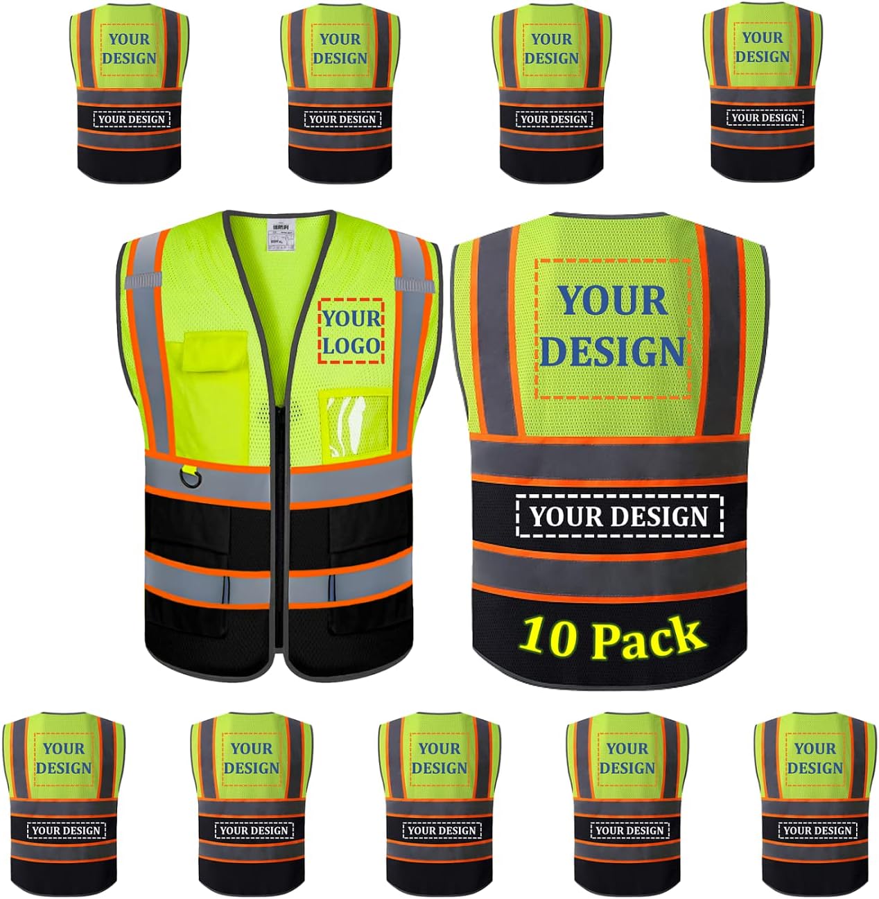 Custom Safety Vest with Pockets for High Visibility Workwear