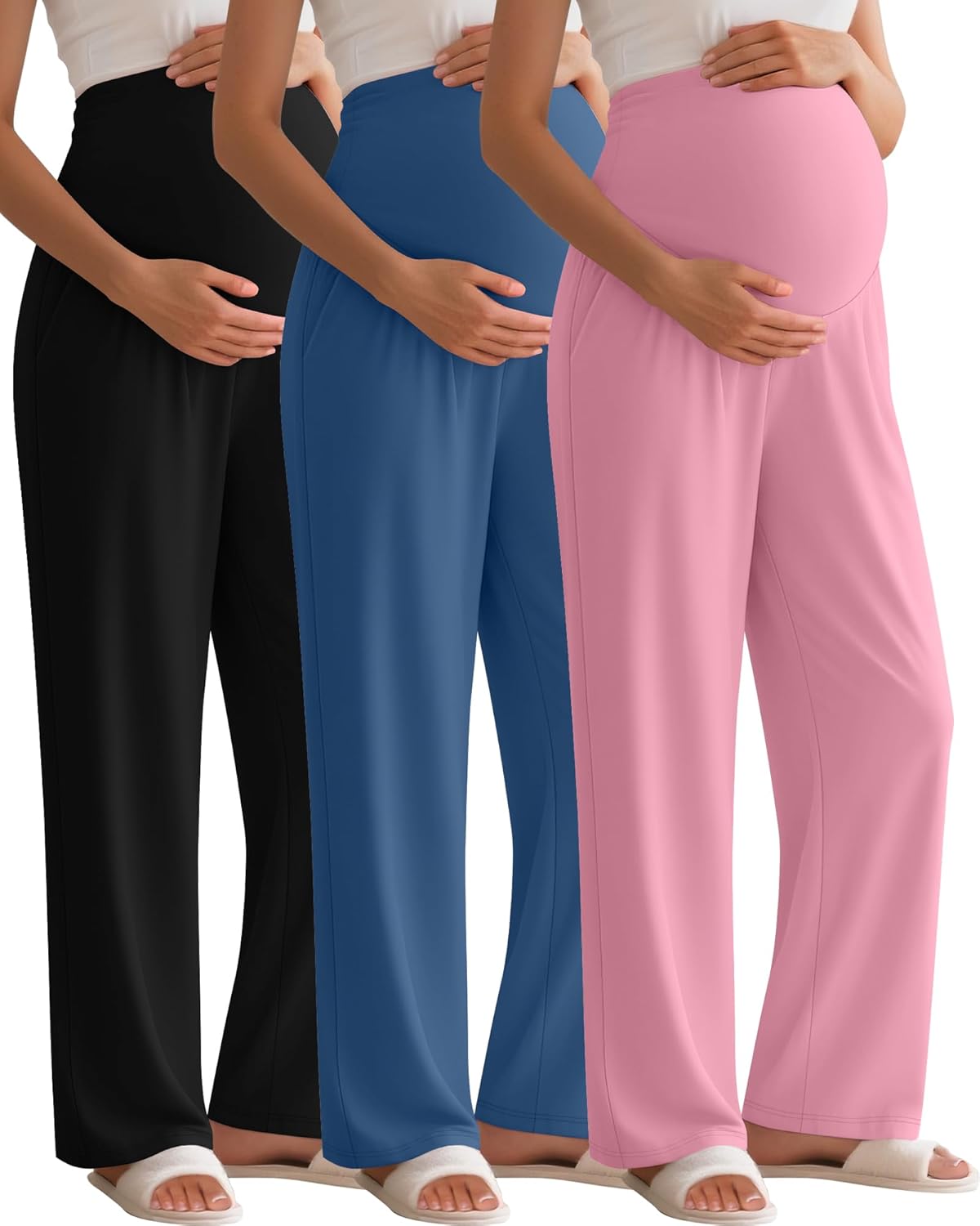 3 Pack Women's Maternity Pants for Comfortable Pregnancy Wear