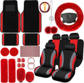ROCEEI 47 Pcs Car Seat Cover Full Set with Plush Accessories