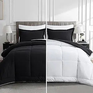 Aisbo Black and White Comforter Set Queen - Soft and Lightweight