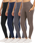 4 Pack Leggings with Pockets for Women - High Waist Tummy Control now