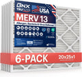6-Pack BNX TruFilter 20x25x1: MERV 13 Made in USA Air Filters - Ultimate Allergy & Pollen Protection
