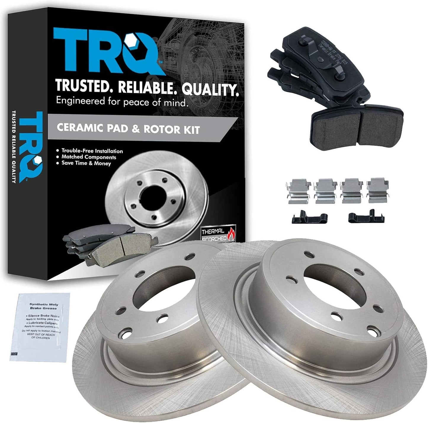 TRQ Rear Posi Ceramic Brake Pad Rotor for Sebring Compass Patriot