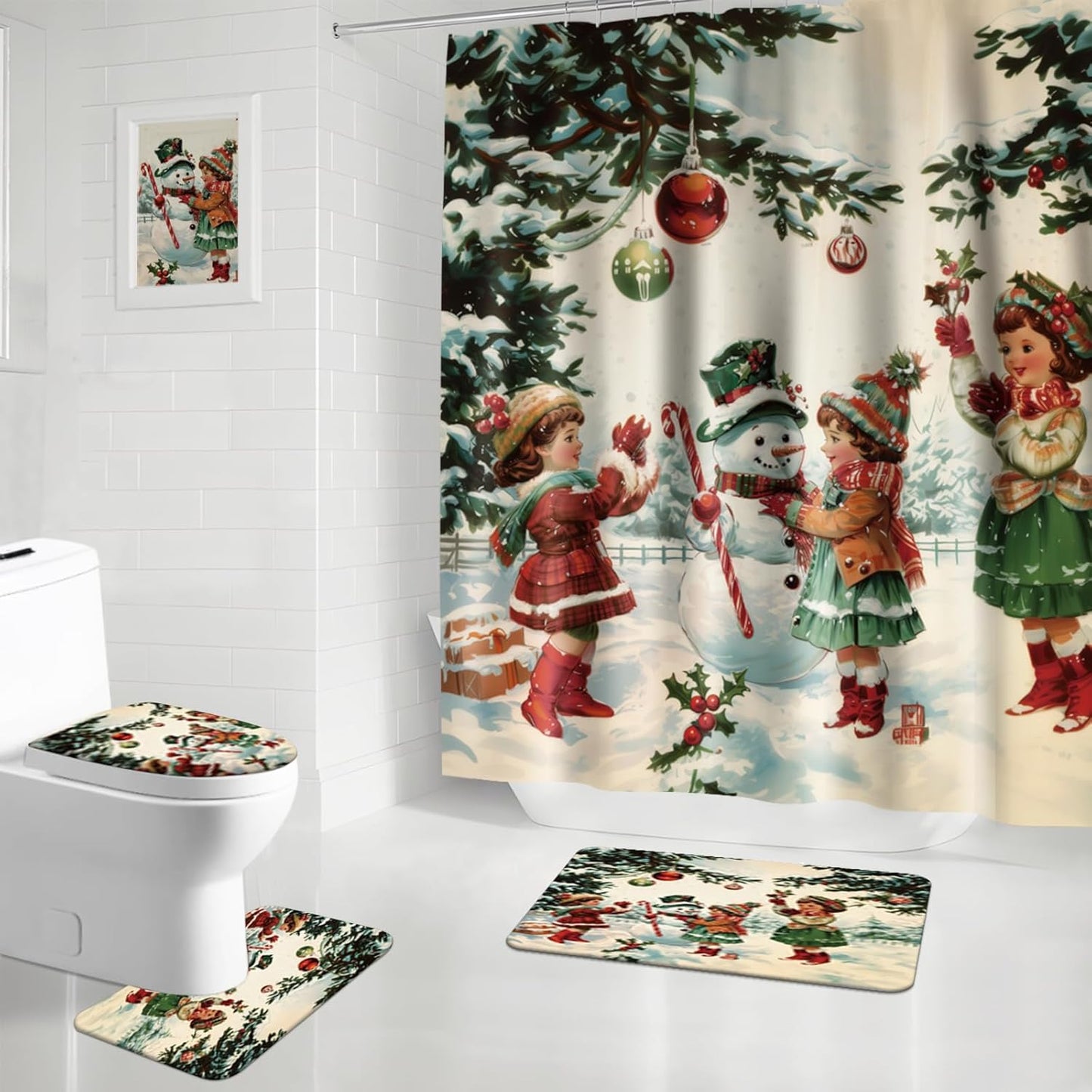Retro Snowman Bathroom Set by APROPHIC