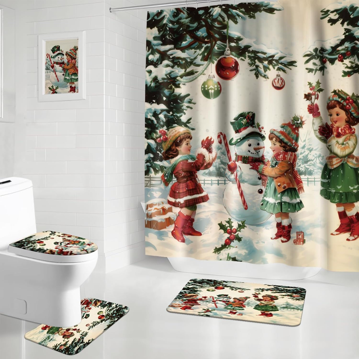 Retro Snowman Bathroom Set by APROPHIC